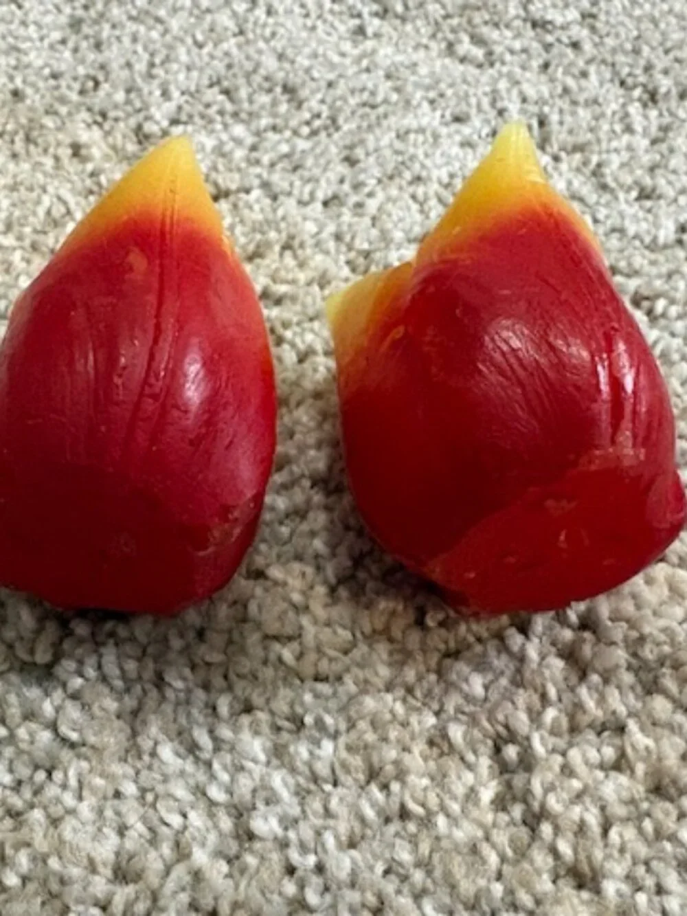 Set of 2 Tulip Shaped Wick Votive Candles, Red & Yellow 3x2